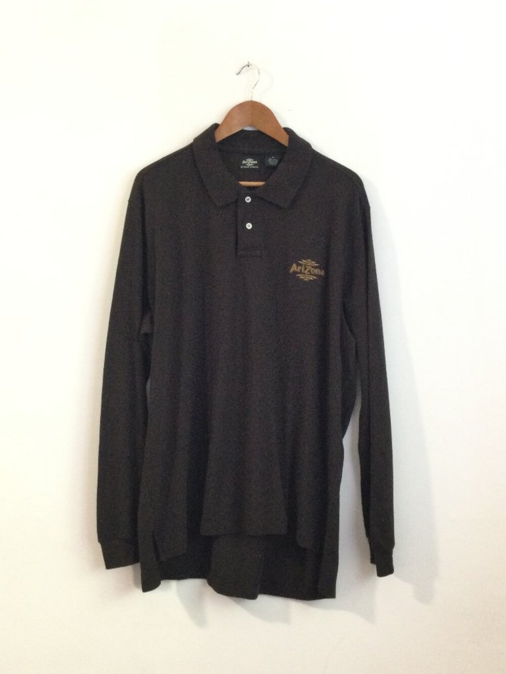 Arizona Beverage Co. Chocolate Brown long-sleeve polo shirt Embroidered logo XL
